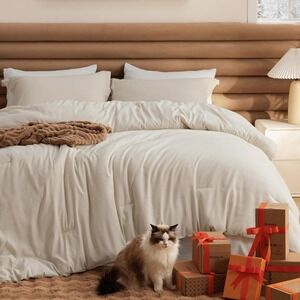 Bedsure King Size Comforter Set - Beige King Comforter Set, Soft Bedding